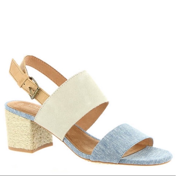 Toms Shoes - TOMS Birch Suede Blue Chambray Poppy Sandals